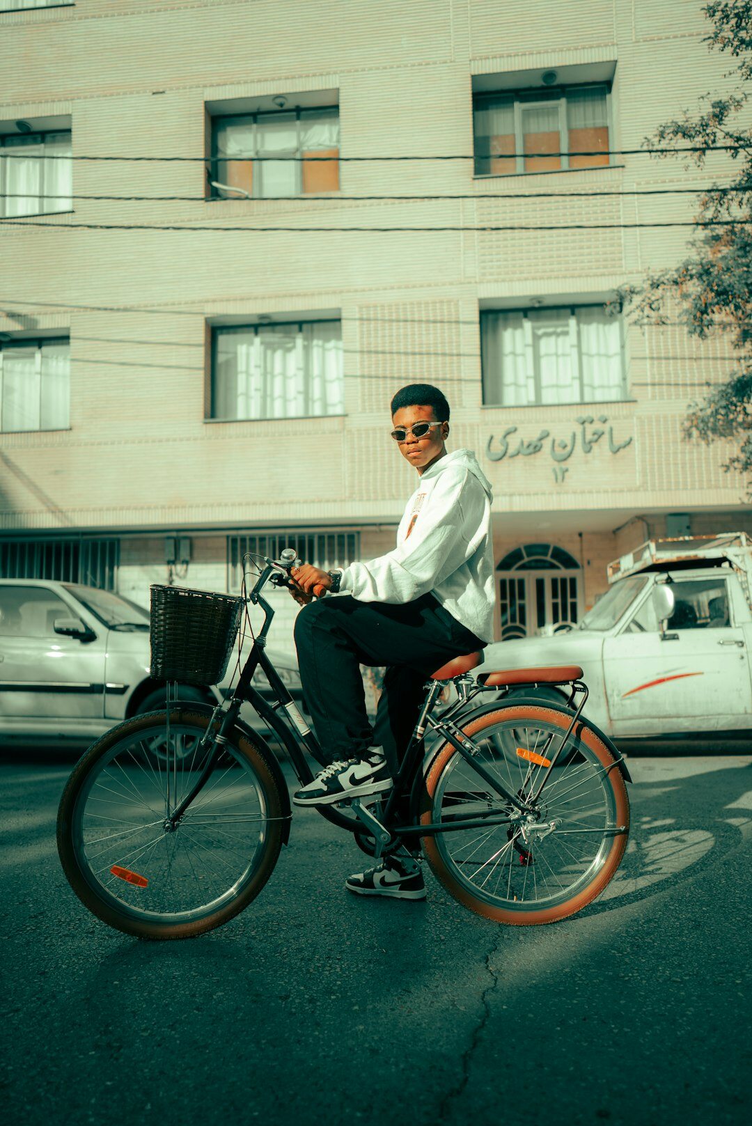 young man on bicycle