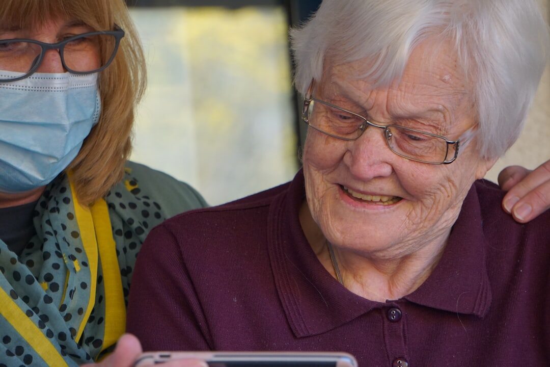 elderly woman sharing memories